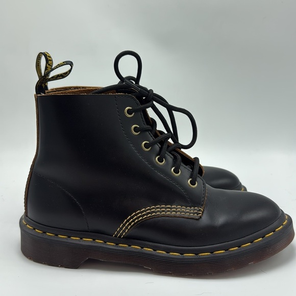 Dr martens 101 VINTAGE SMOOTH LEATHER ANKLE BOOTS size 8 black stitching - Picture 5 of 7